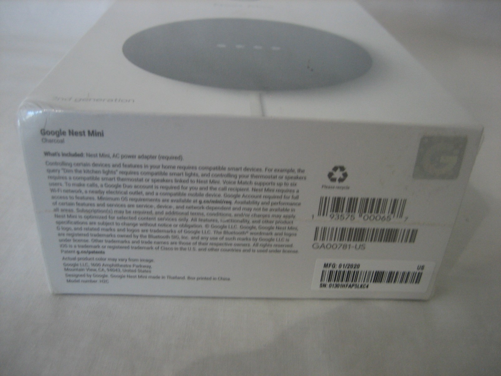 Google Nest Mini Charcoal (2nd Generation) Smart Speaker BRAND NEW SEALED