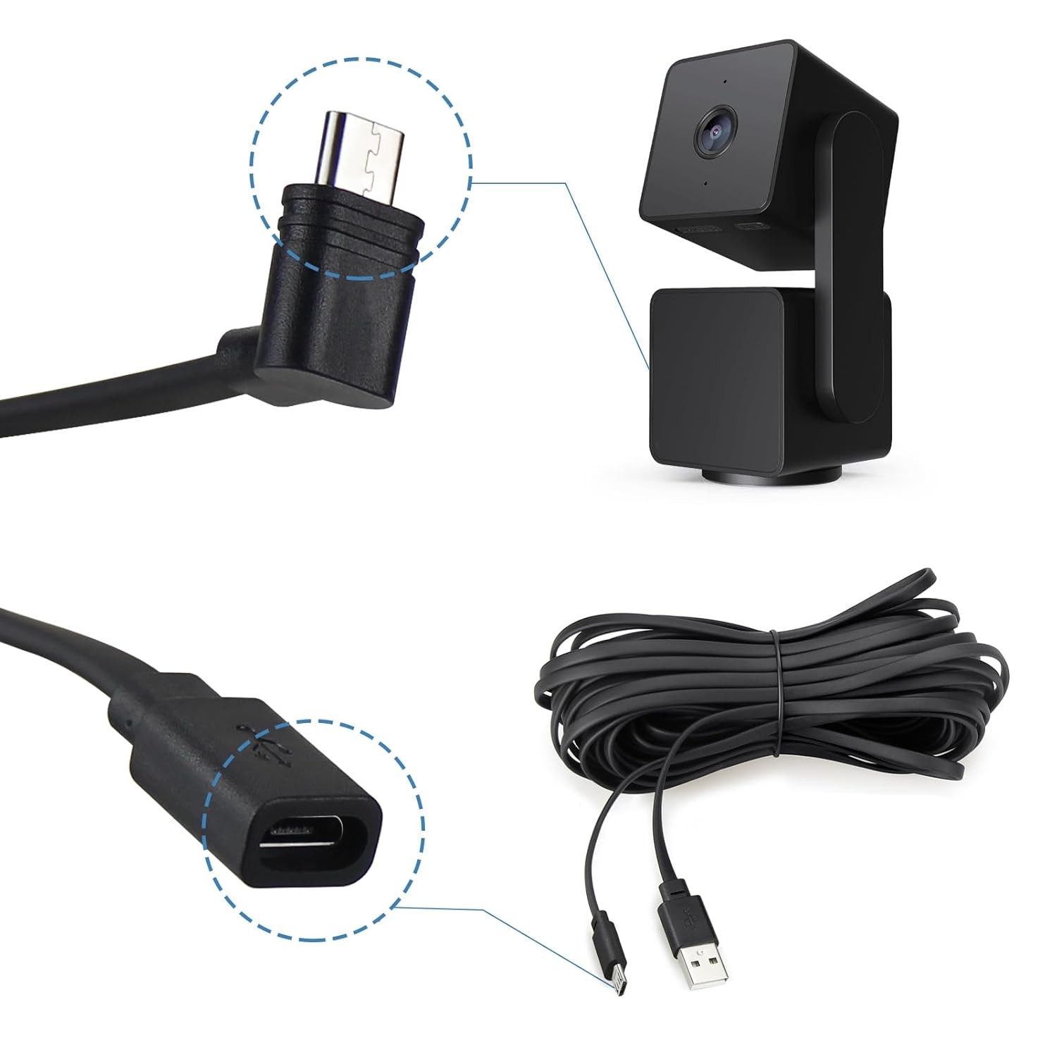 Smays 2-Pack 25 ft Micro USB Extension Cable Compatible with 25 Feet, Black