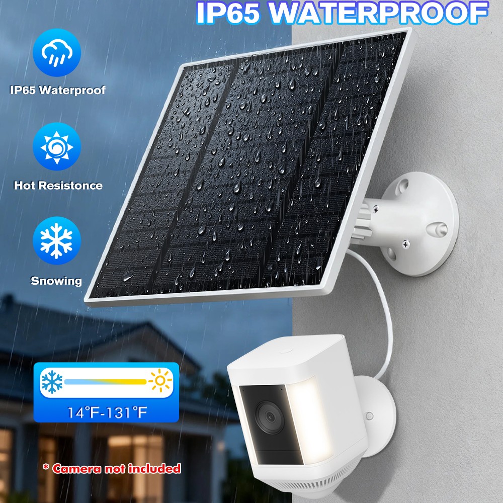 5W 10W USB Solar Panel with 9.8ft Cable for Outdoor Rechargeable Battery Camera