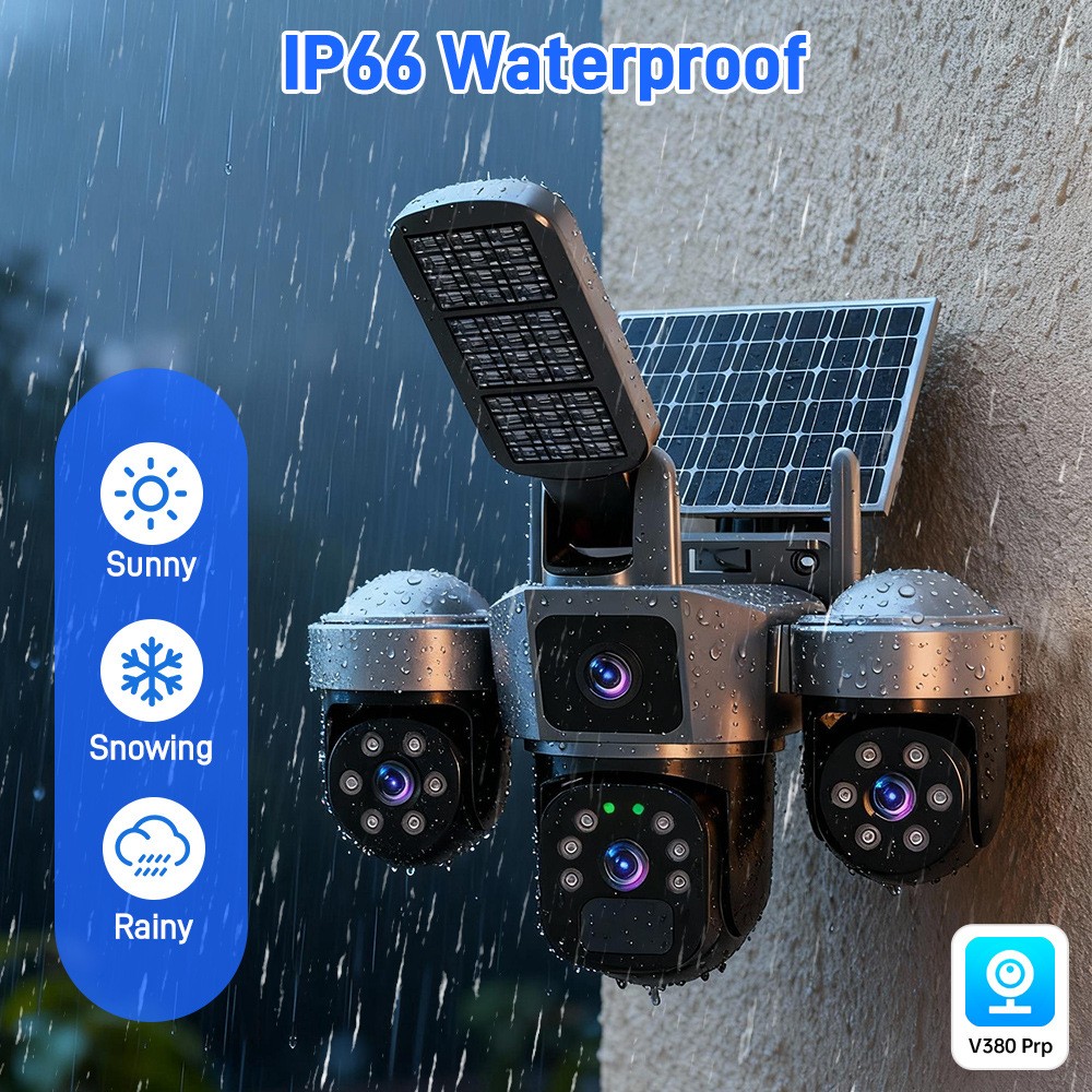 4PCS Camara De Seguridad Solar Inalambricas Para Exterior Con Vision Nocturna HD