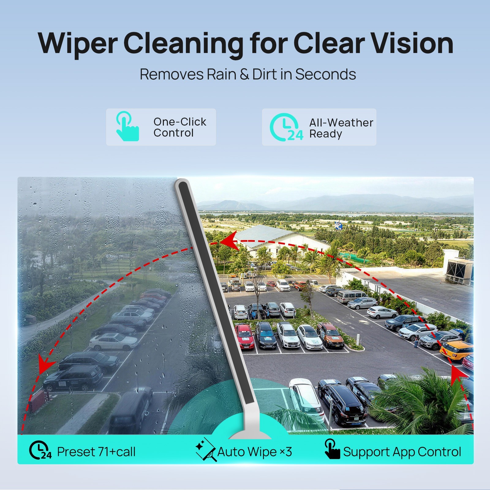VIKYLIN 18X PTZ Camera Human Auto Tracking PoE Camera 8MP 2-Way Audio with Wiper
