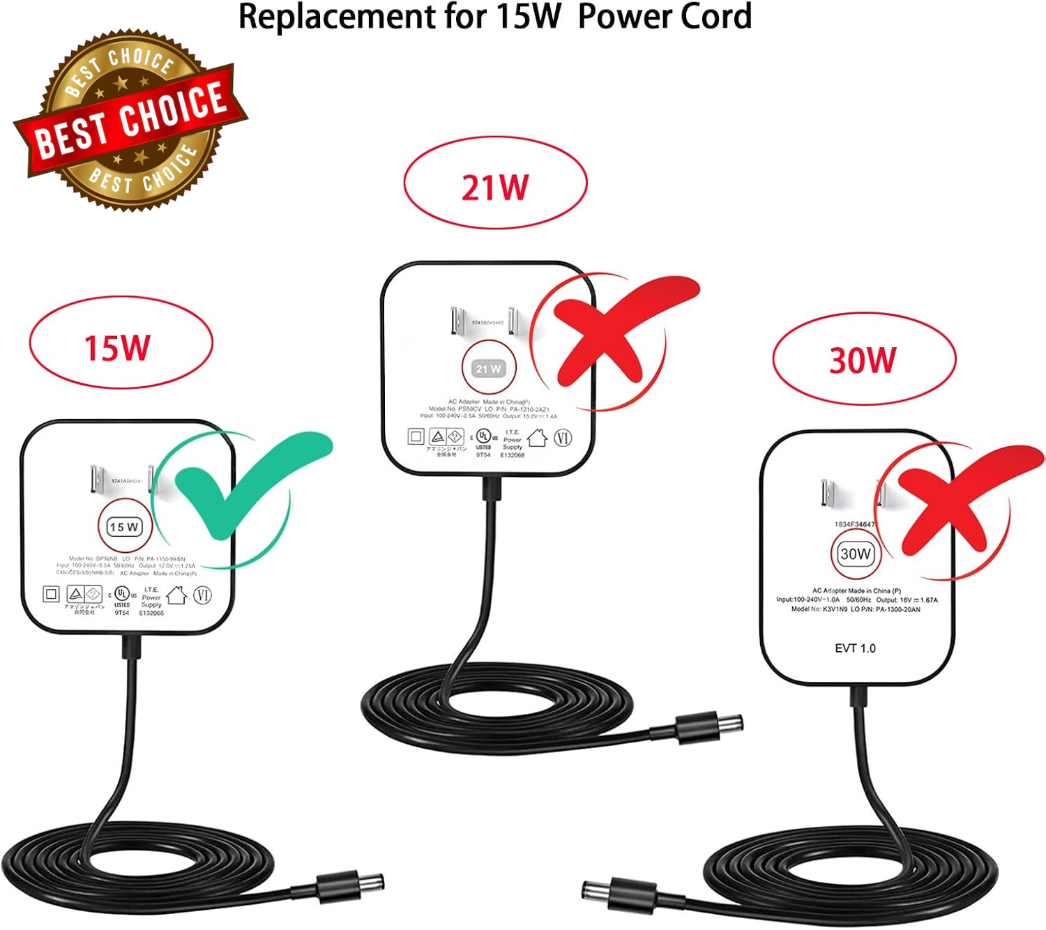 Power Cord Replacement for Alexa Dot 4Th Gen/3Rd Gen/5Th Gen 2022, Show 5 2Nd Ge