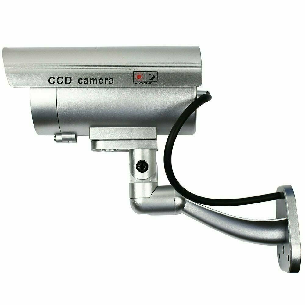 IR Bullet Fake Dummy Surveillance Security Camera CCTV & Flashing Record Light