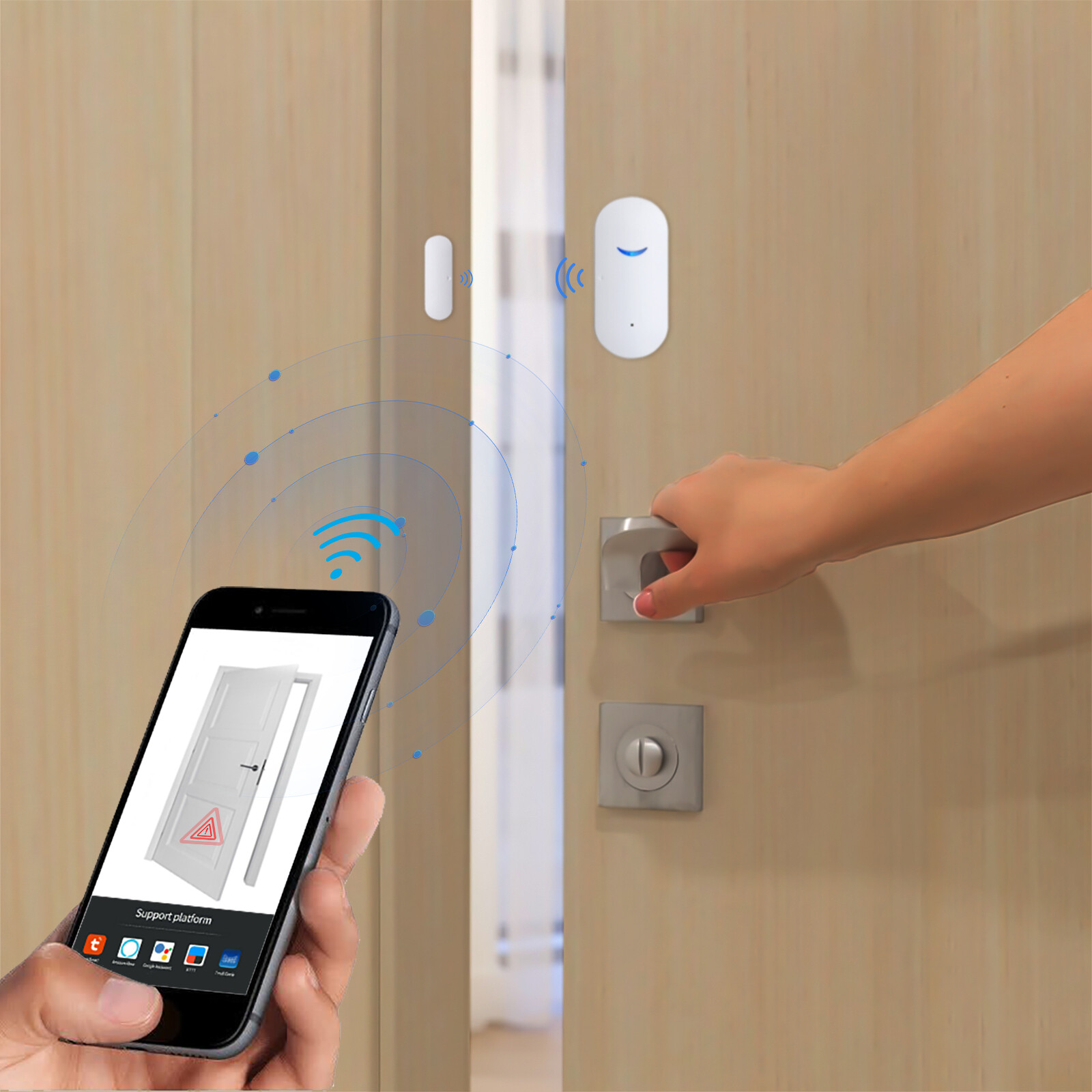 Smart Wireless WIFI Window Door Sensor Burglar Security Alarm For Google Alexa