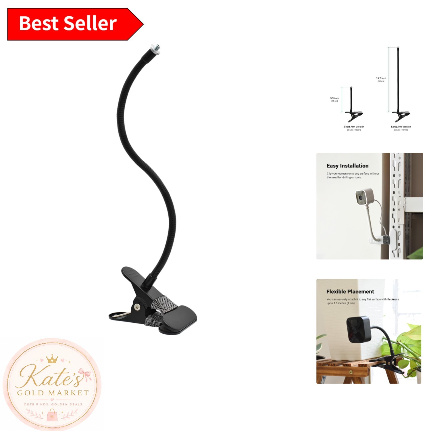 Secure Indoor Outdoor Security Camera Flexible Mount – Tool-Free Installation