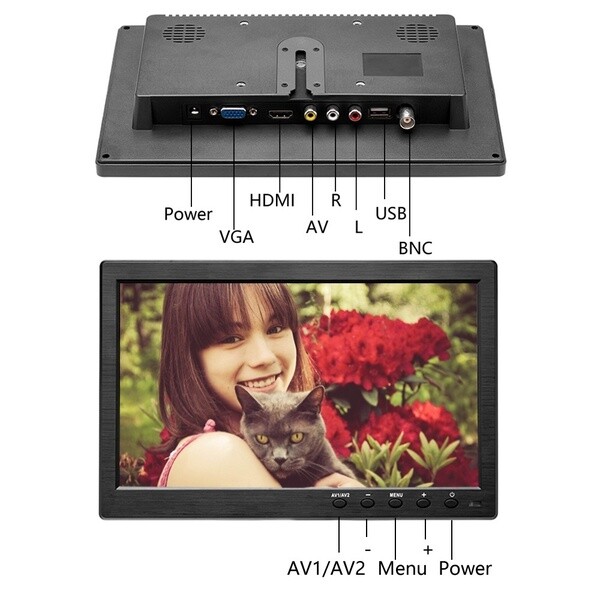 10.1″ LCD Monitor Display 2 Channel Video Input Security Monitor, VGA HDMI BNC