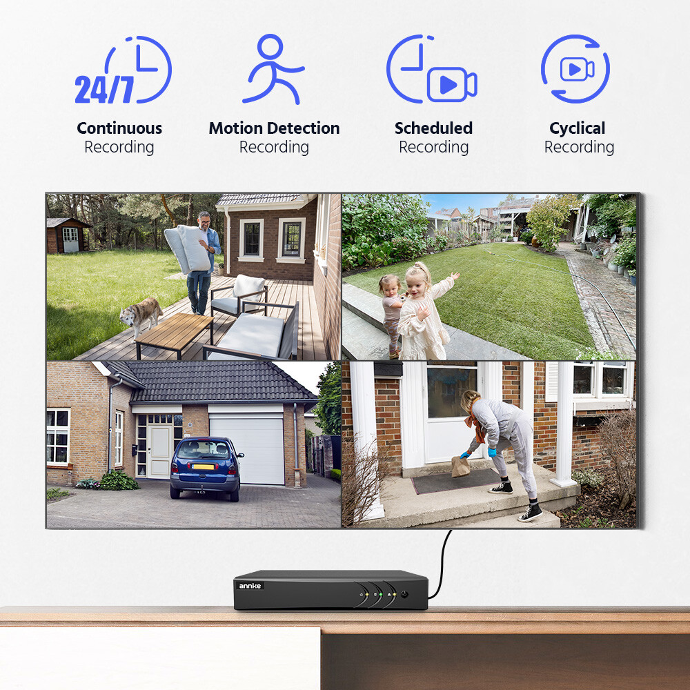 ANNKE 8CH 3K Lite DVR 1080P CCTV Security Camera System Human Vehicle Detection