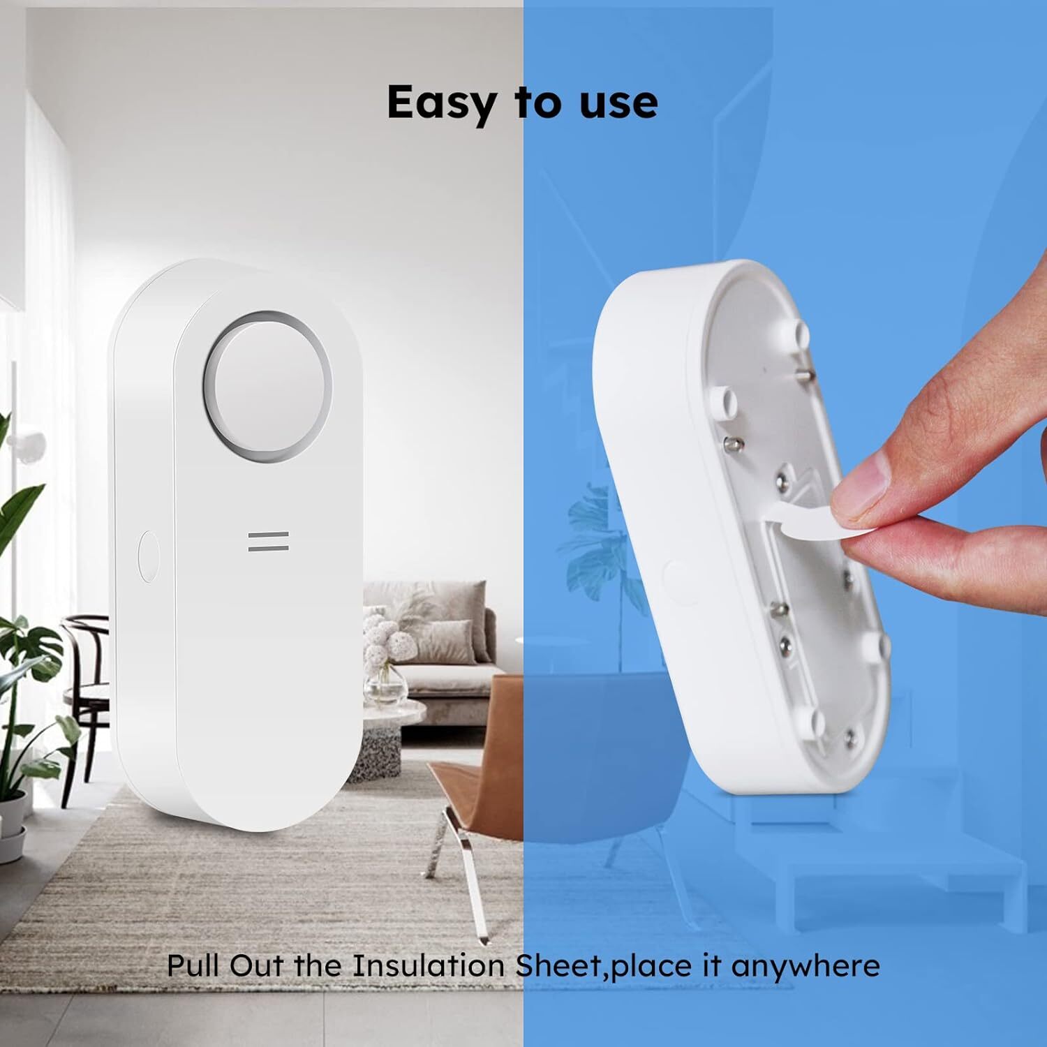 2x Water Leak Detectors Audio Alarm Senso Sensitive Leak 120dB for Home Kitchen