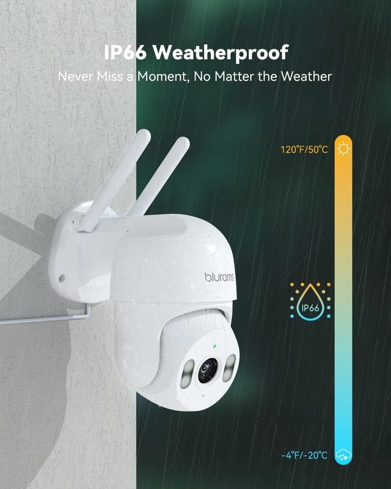blurams 2K Security Camera Outdoor, 360° PTZ Cameras for Home Security – IP66