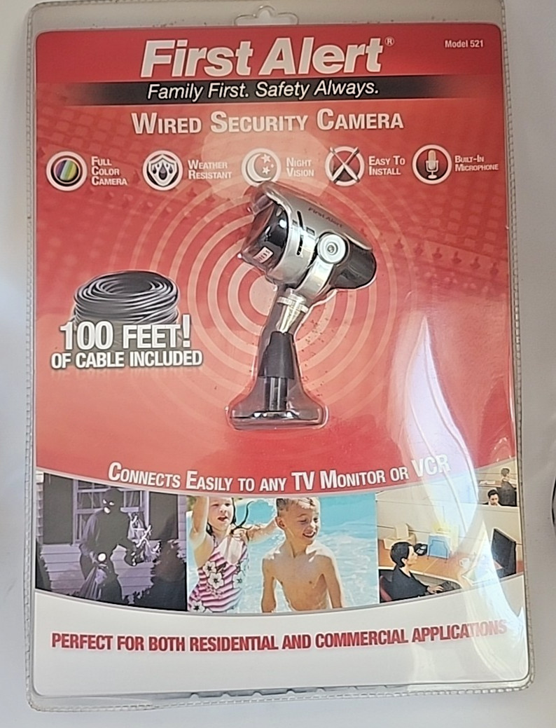 First Alert Full Color Camera Night Vision Security Model P521 100ft Cable NEW