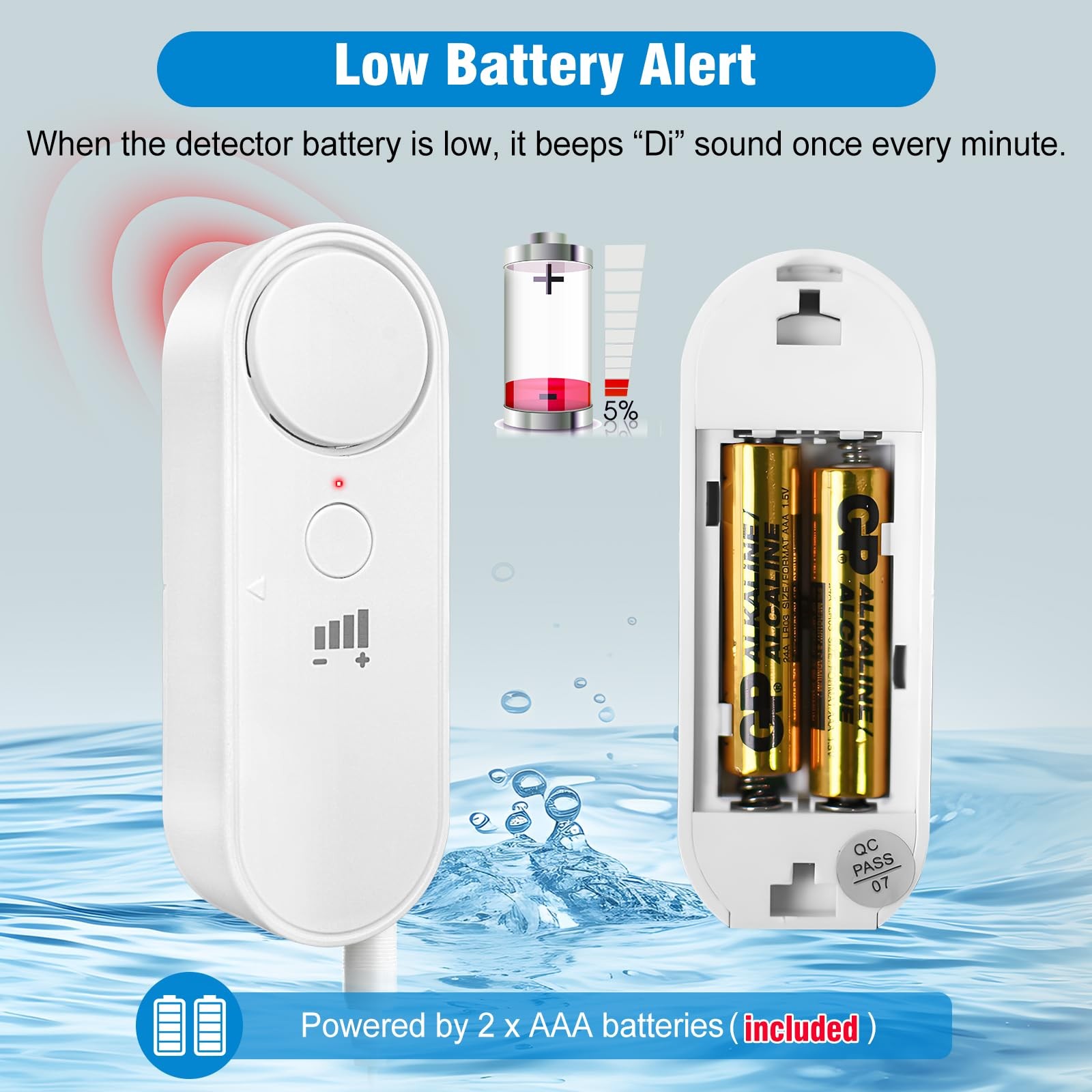 High / Low Water Level Sensor 100 dB Sump Pump Alarm, Water Level Detector wi…