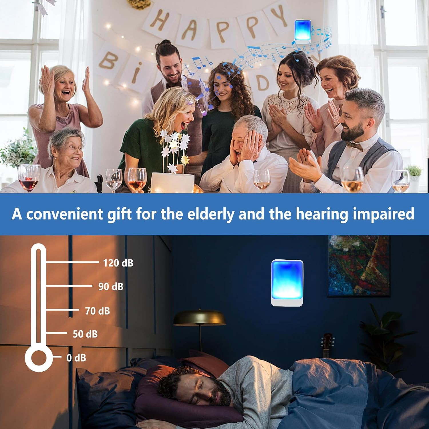 Loud Flash Doorbell with 7 Colors of Bright Light and 4 Volumes, Wireless Doorbe