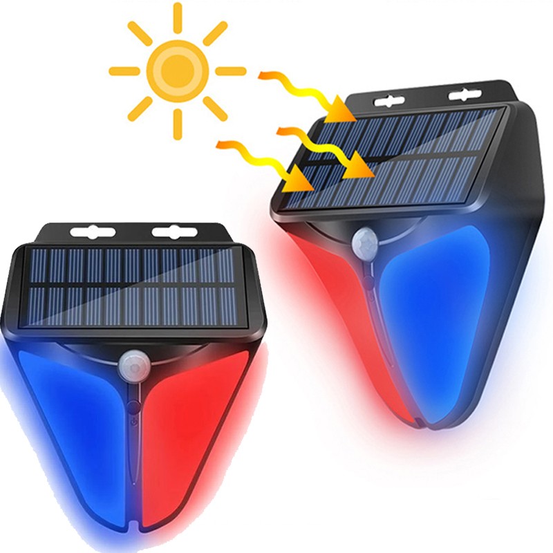 2/4Pcs LED Solar Alarm Strobe Light Lamps Motion Sensor Sound Security Outdoor