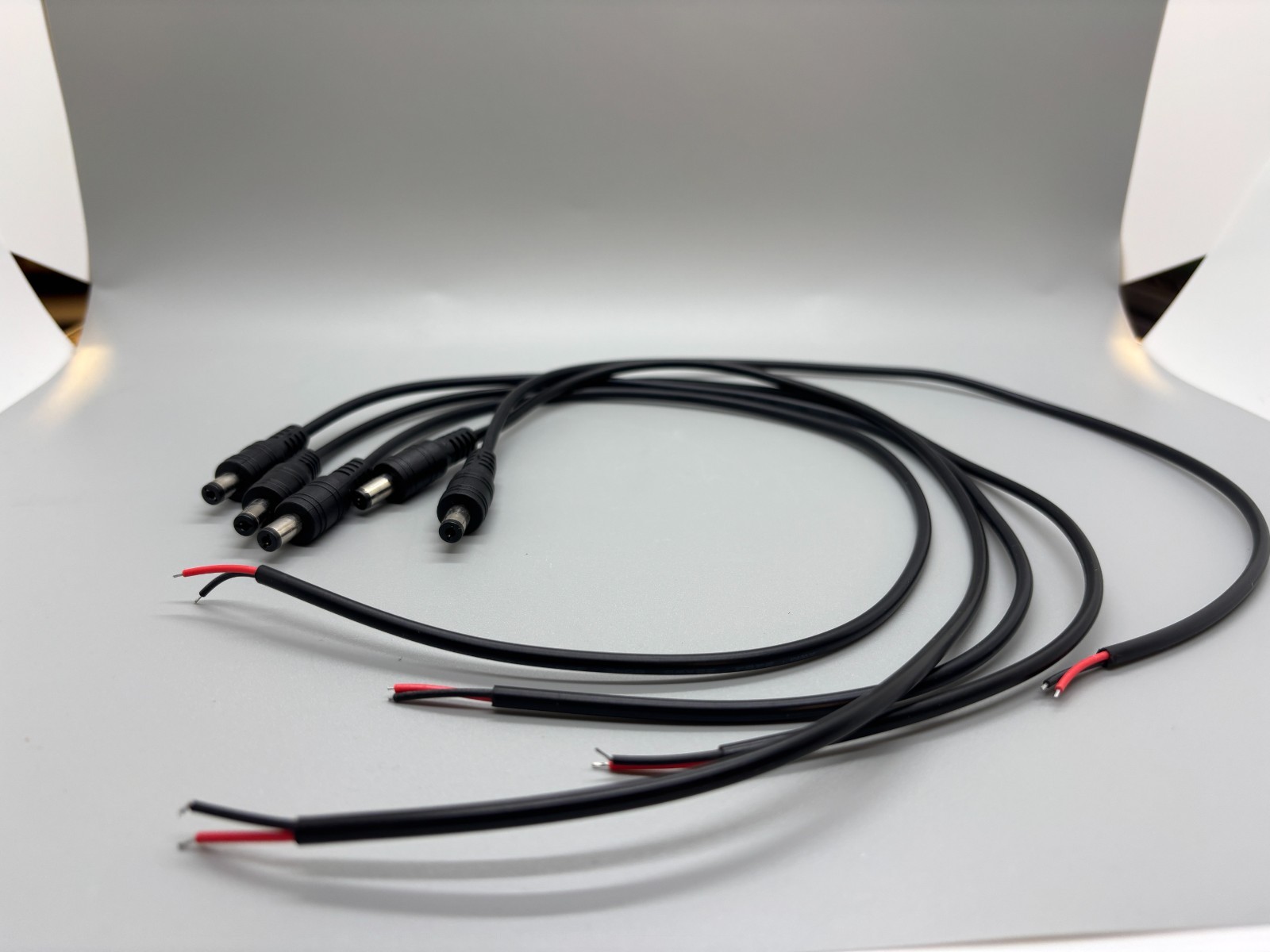 DC Barrel 5.5mm x 2.1mm 18-inch Pigtail Power Male Plug Wire Cable (set of 5)
