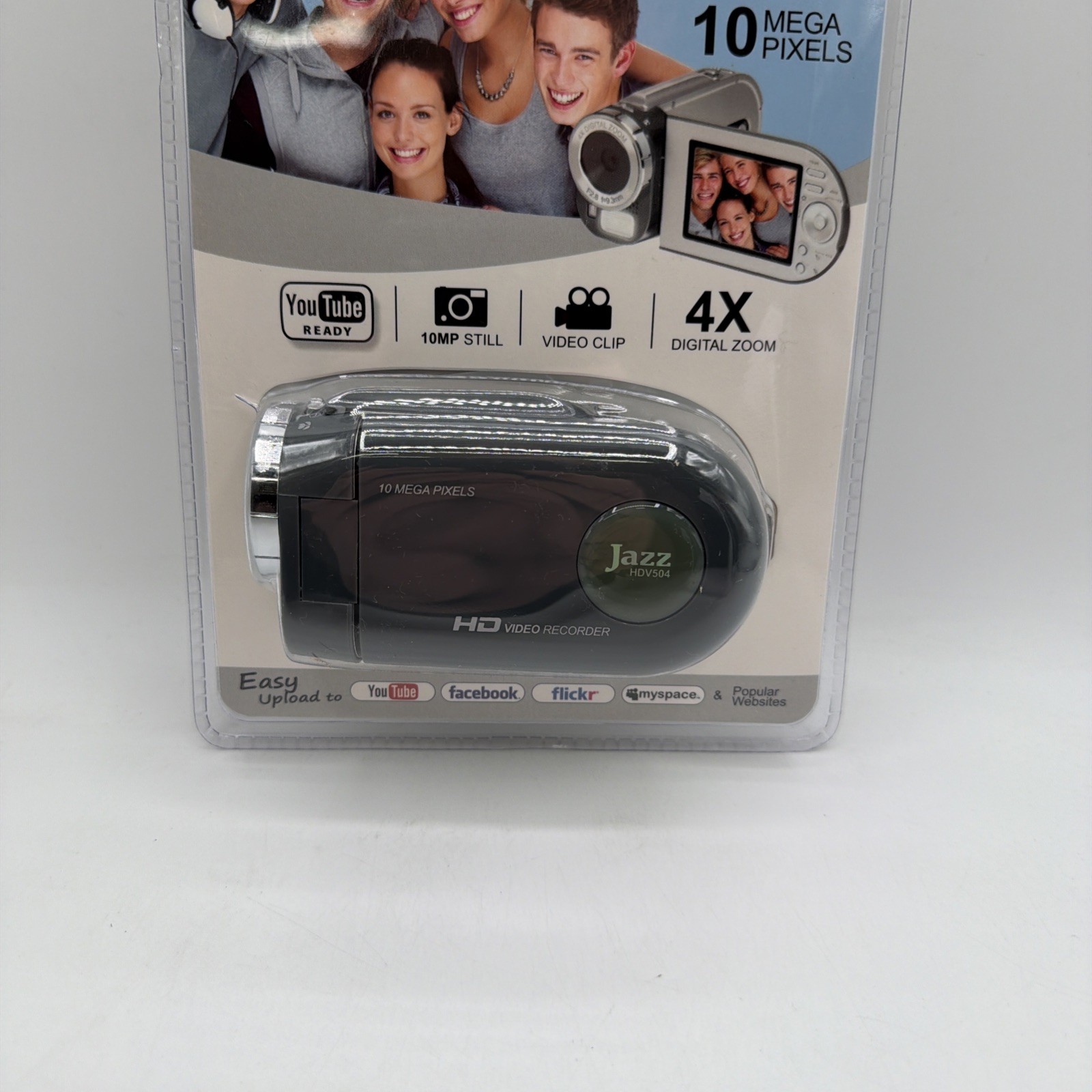 Jazz 10MP 1.8in LCD Flip Camcorder Digital Camera Platinum Jazz HDV504