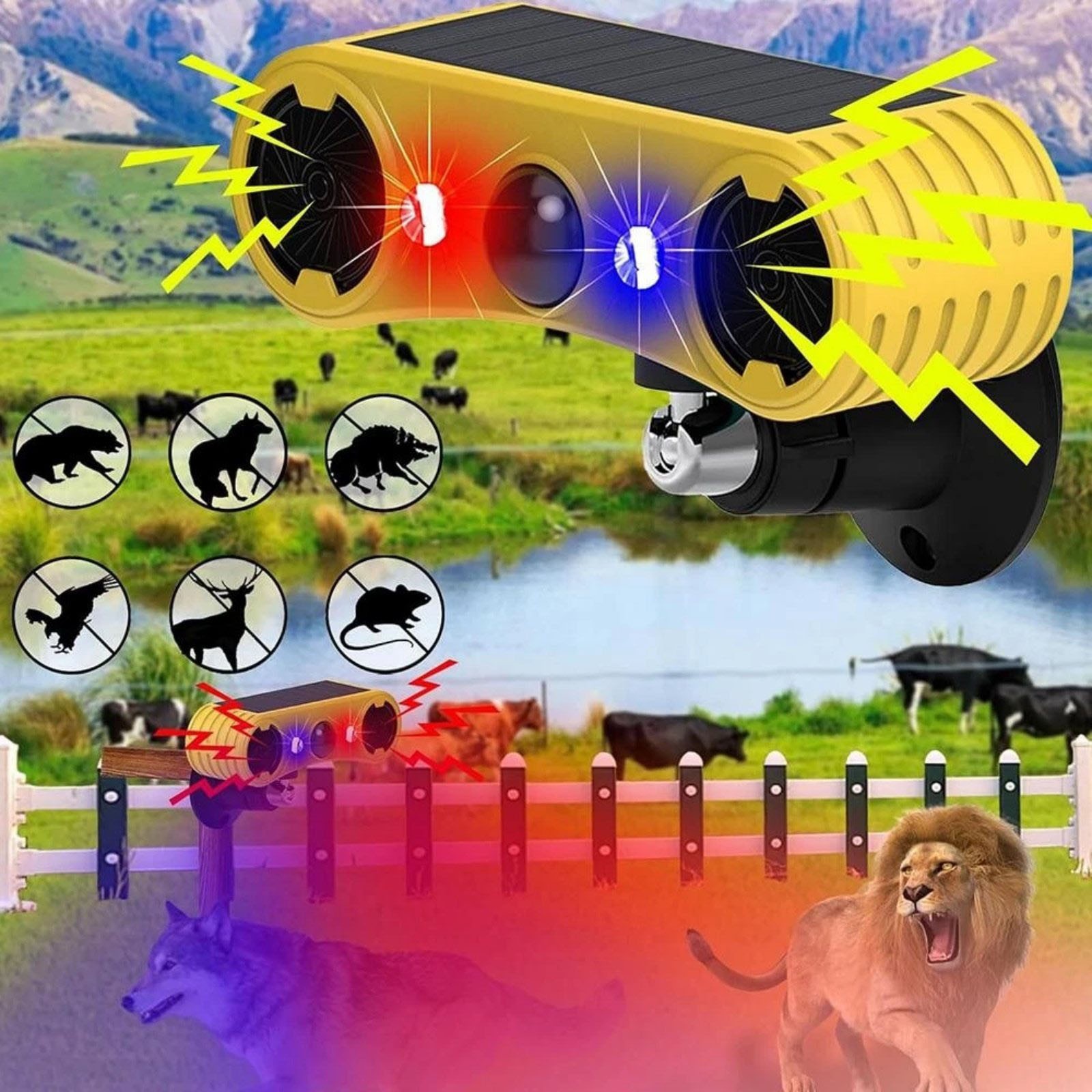 4 Modes Outdoor Solar Alarm 129dB Motion Sensor With Dog Barking Gunshot Sounds