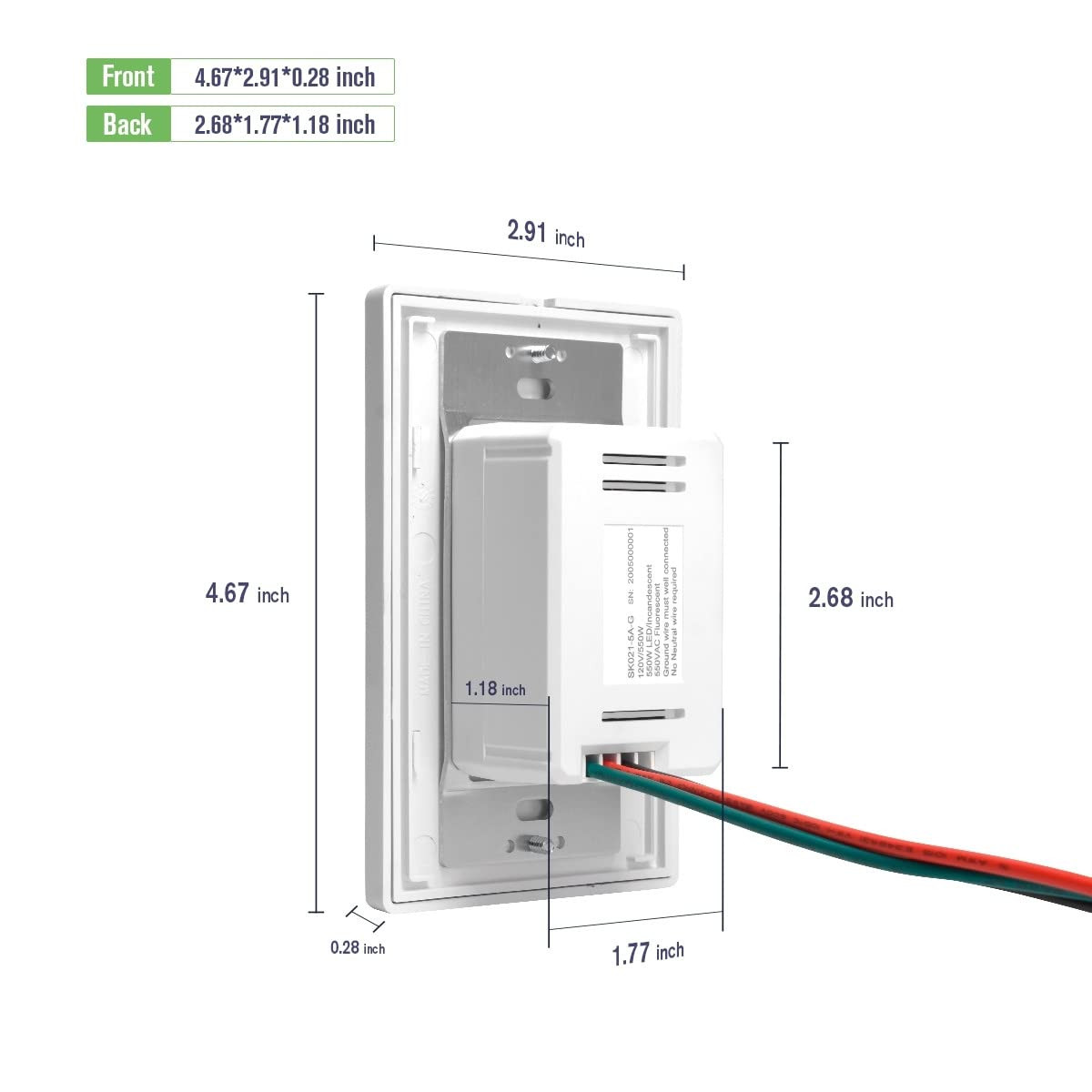 Motion Sensor Switch with 3 in 1 Occupancy Sensor Switch/Vacancy Sensor Switch