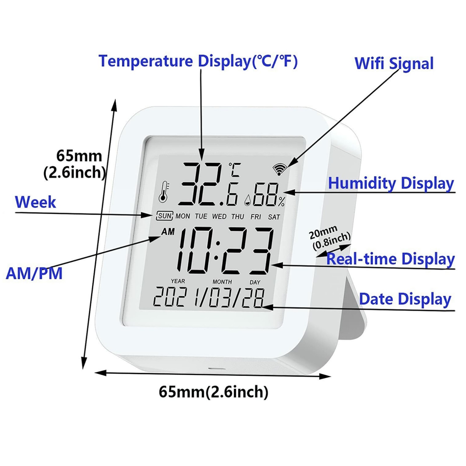 Smart LCD Thermometer Hygrometer Wi-Fi Temperature Humidity Sensor Monitor