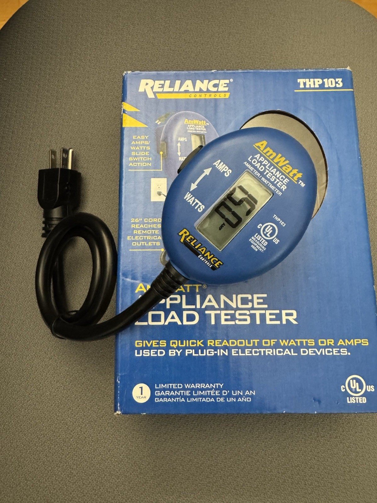 Reliance Controls Ammeter and Wattmeter THP103 AmWatt Appliance Load