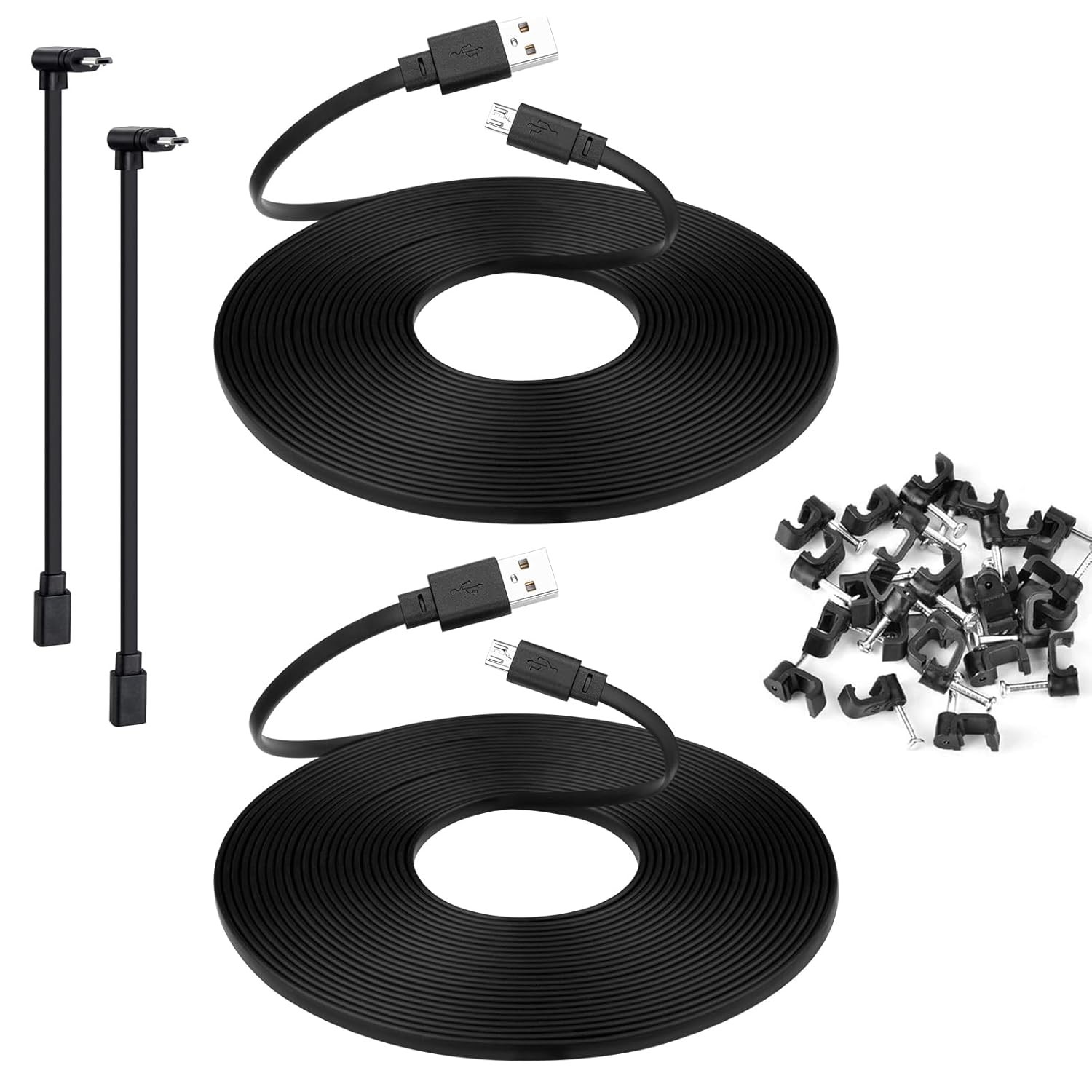 Smays 2-Pack 25 ft Micro USB Extension Cable Compatible with 25 Feet, Black