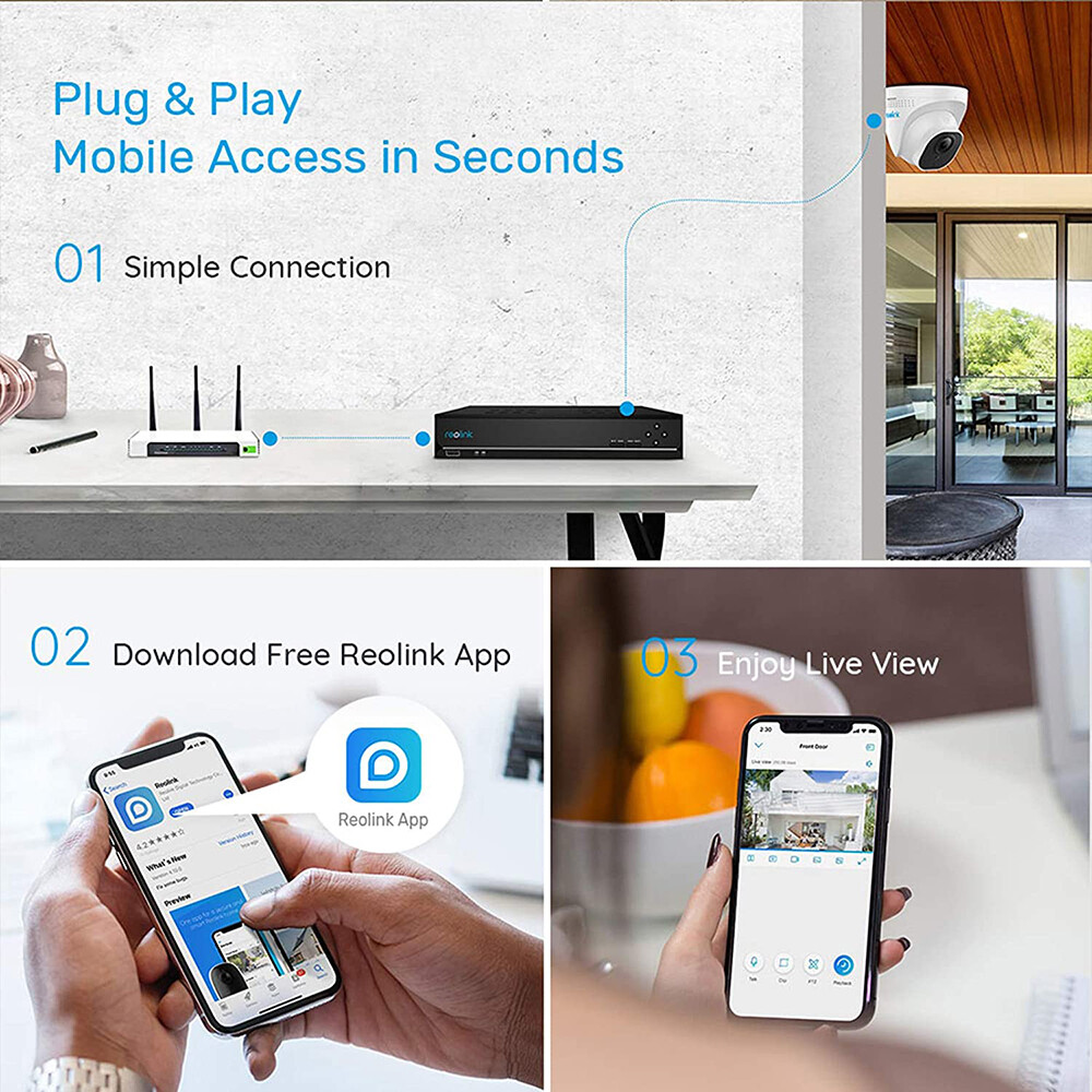 Reolink 16CH NVR 8MP 4K POE Security IP Camera System Audio Recording 4TB HDD