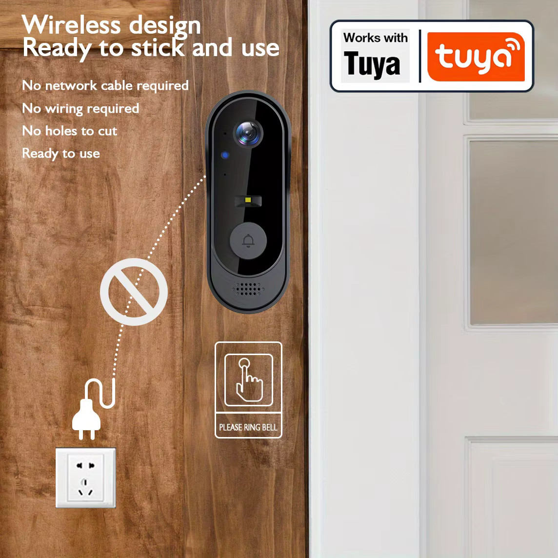 Wireless Video Doorbell Camera WiFi 1080P Night Vision 32GB SD Card