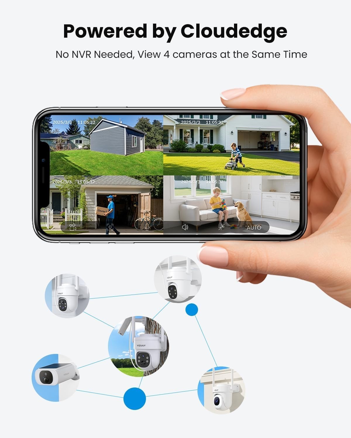 Solar Security Cameras Wireless Outdoor, 3MP Pan Tilt 360°WiFi Camera