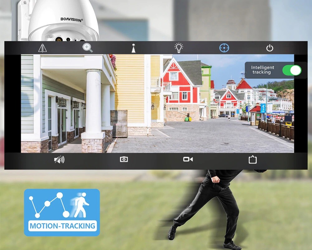 Full Color Night Vision Auto Tracking WiFi 2160P PTZ Dome Camera Outdoor -US Sh