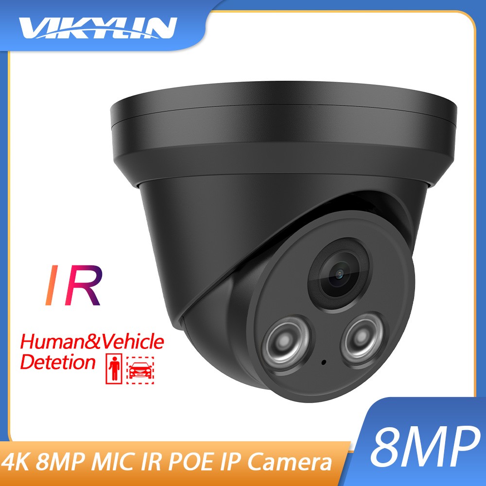 Vikylin 4K 8MP IR30M Turret IP Camera MIC CCTV Security Indoor NDAA compliant US