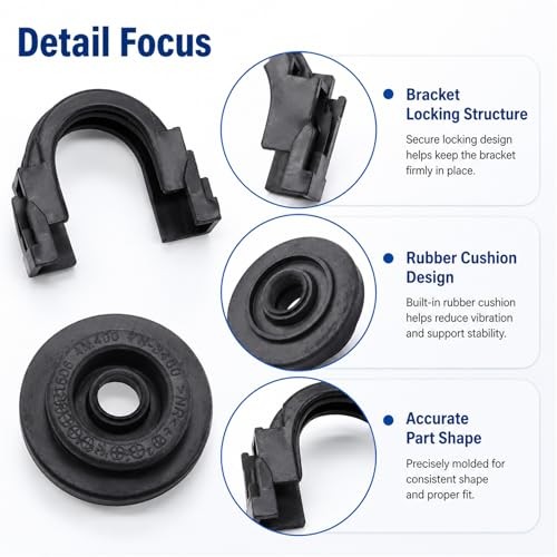 2 Set Upper Radiator Mount Bracket and Rubber Bushing, Compatible with Nissan