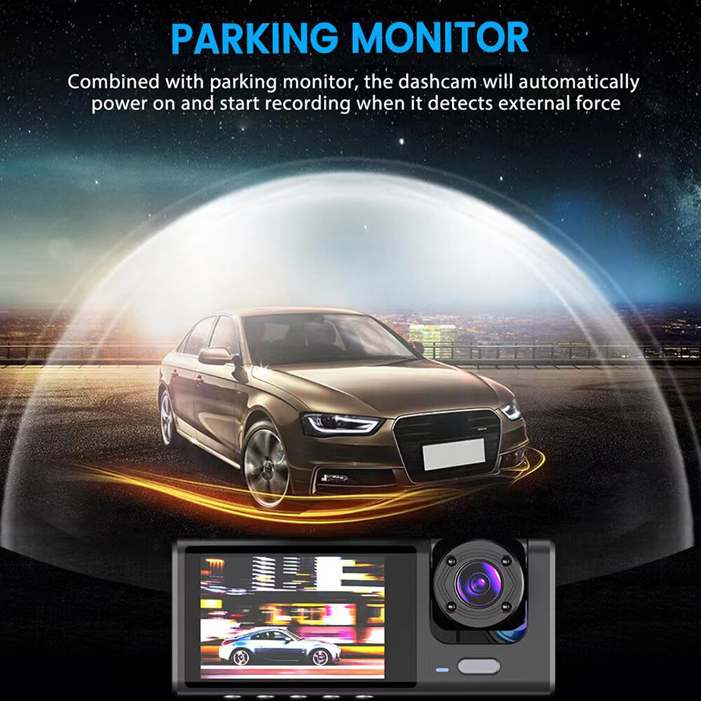 FHD 1080P Car 3 Lens Dash Cam Front/Rear/Inside Video Recorder Camera G-sensor