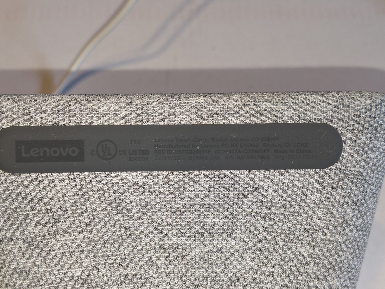 Lenovo Touchscreen Smart Clock w/ Power Cord Grey Google Assistant CD-24501F