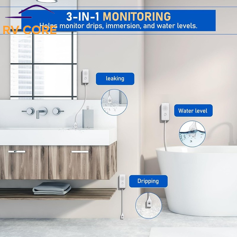 WiFi Water Leak Detector Smart Sensor 85dB App Alert No Hub IP65 Waterproof