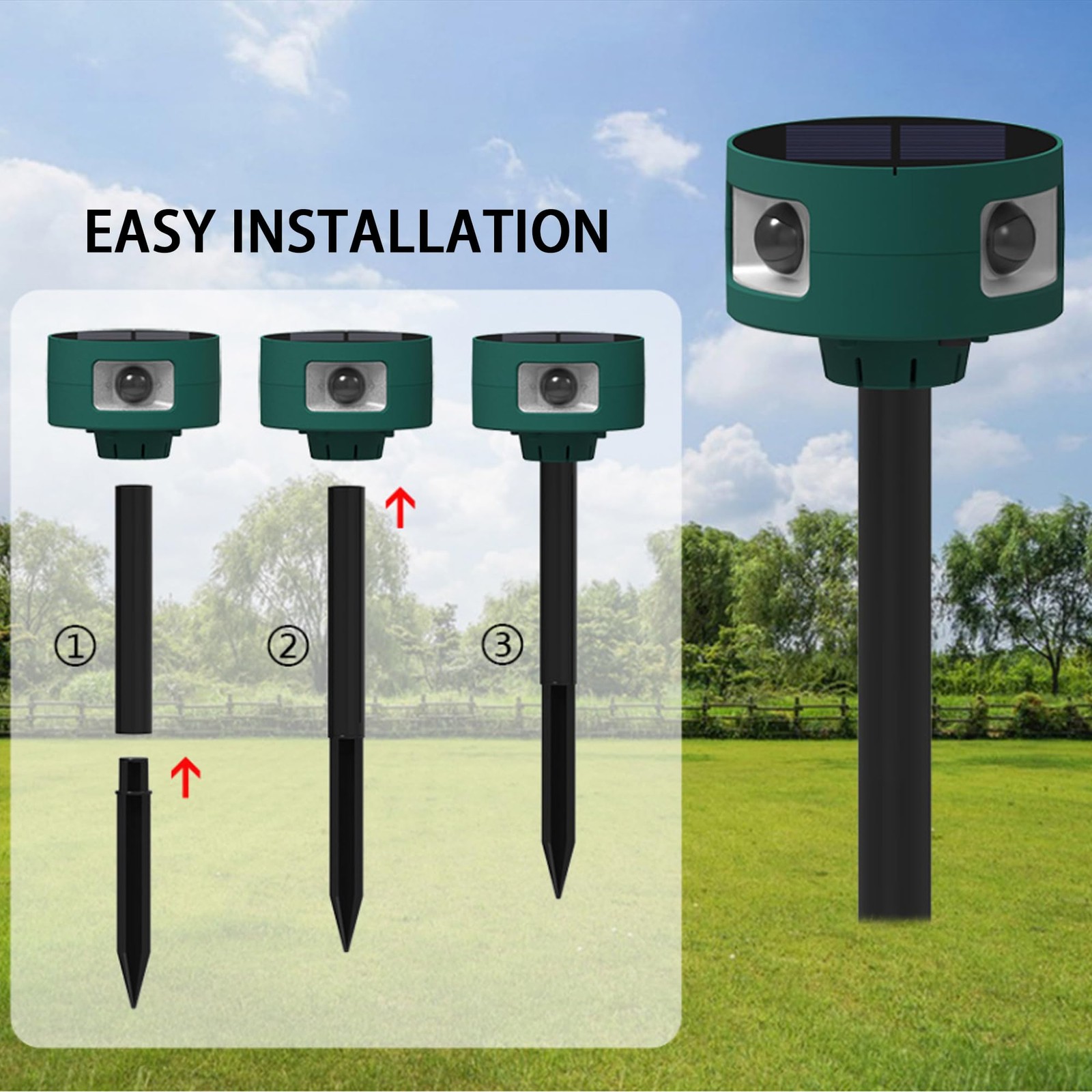 Solar Outdoor Motion Sensor Alarm: 129db Motion Detector Alarm Light, 360°Inf…