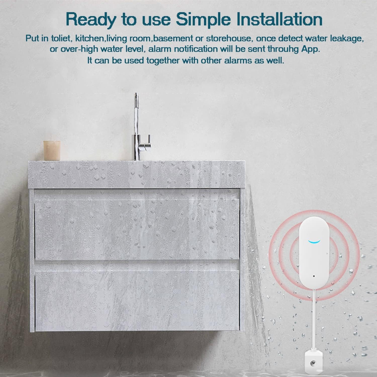 Lot of Smart Water Leak Sensor Detector APP Alarm WiFi Home Water Leak Detector