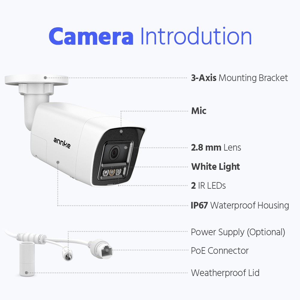 ANNKE 5MP Audio PoE Security IP Camera Color Night Vision Outdoor AI Detection