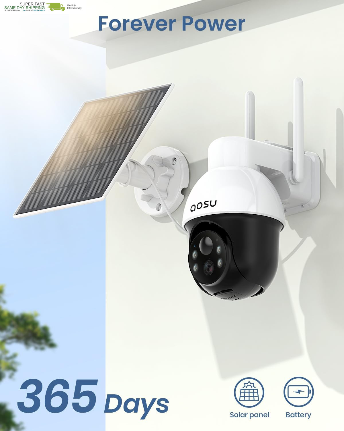 Aosu Solar Camera Security Outdoor – Security Cameras Wireless Outdoor with 360°