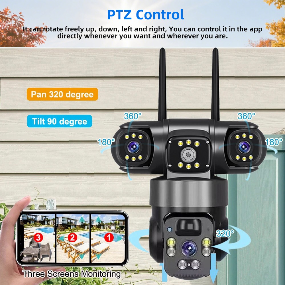 Solar Battery Powered Wireless WiFi Outdoor Pan/Tilt Home Security Camera System