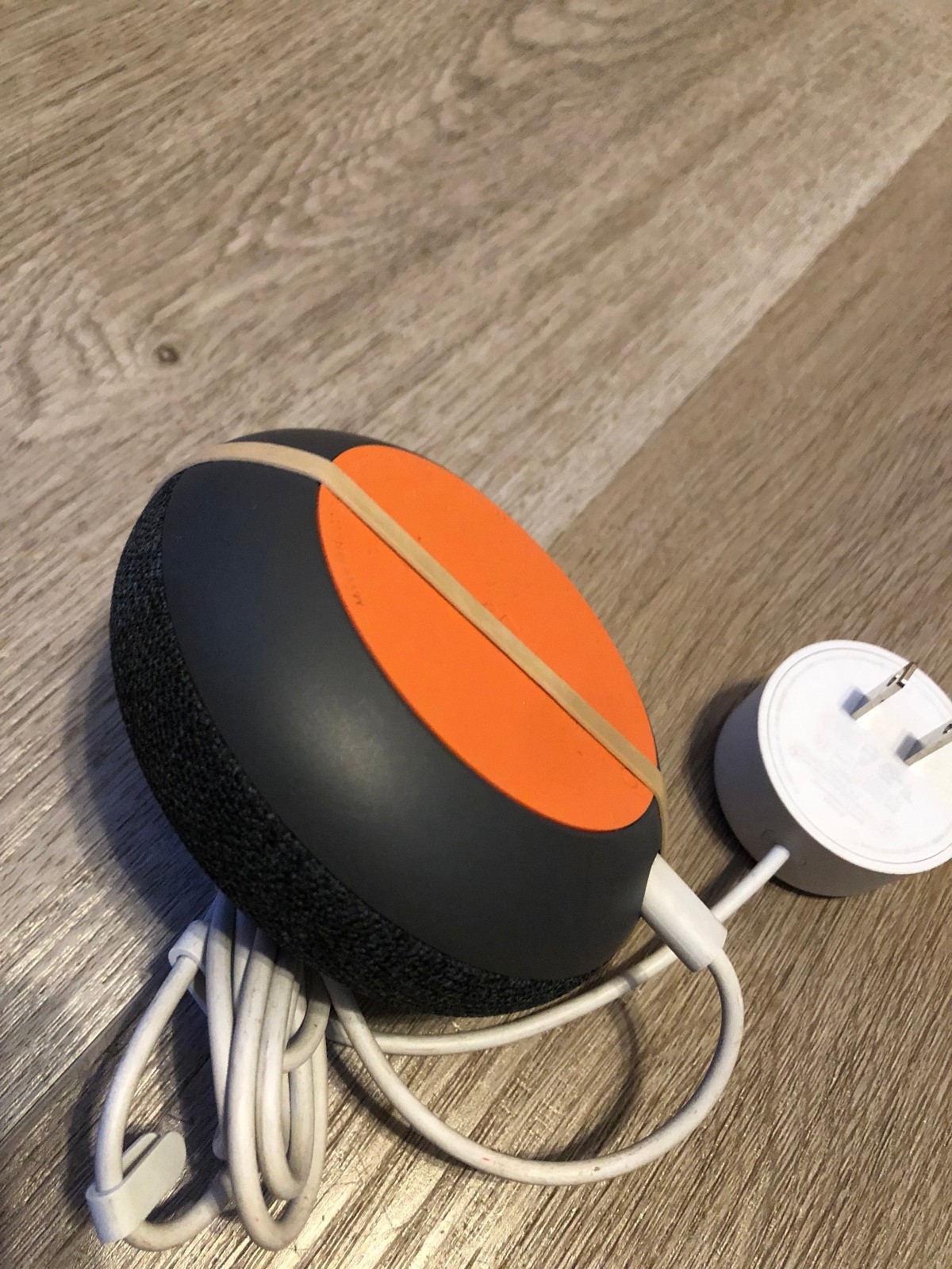 Google Home Mini 1st Gen Model H0A Black & Orange, w/ Power Cord