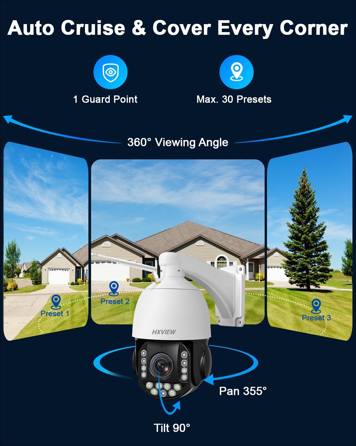 4K PTZ Security Camera Outdoor with 30X Optical Zoom, 1000FT Night Vision, 8M…
