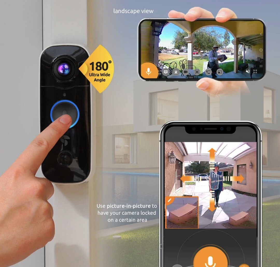 NEW Toucan Wireless Video Doorbell System w/ Rechargeable Battery Live Feed App
