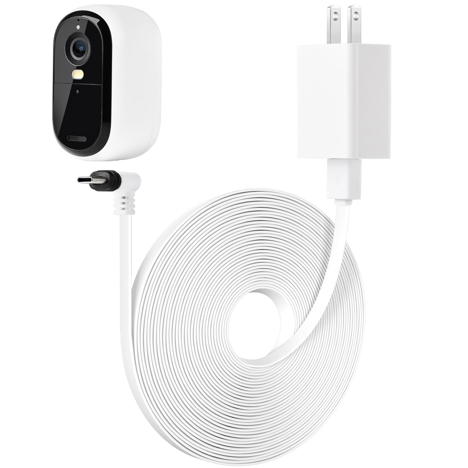 Power Cable 25ft Compatible Arlo Essential 2K 2nd Gen USB-C Flat Weatherproof