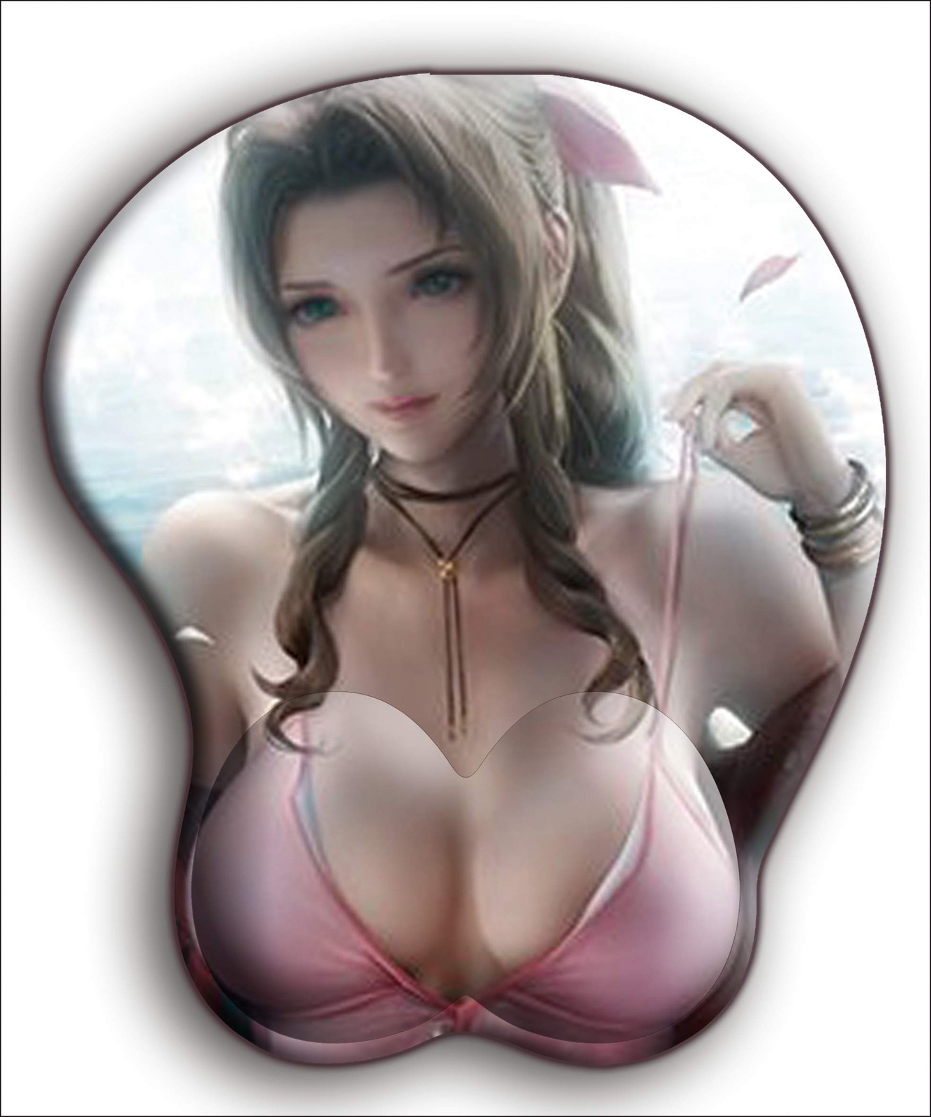 3D Aerith Oppai Mouse Pad with Wrist Rest 12×10 inches Breast Large, Tifa