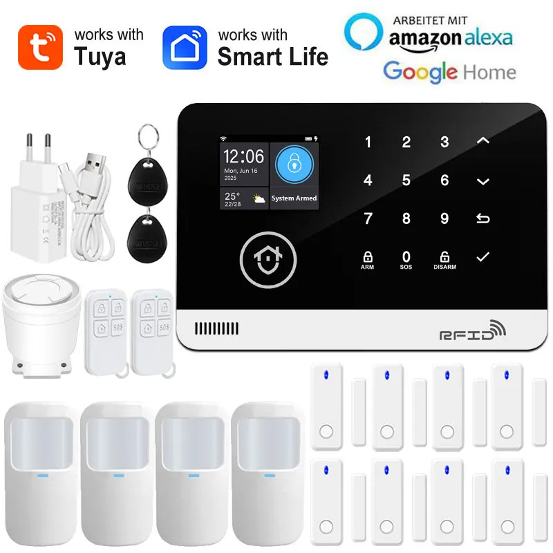 Tuya Smart WiFi GSM Home Security Alarm System Wireless House Burglar Anti Theft