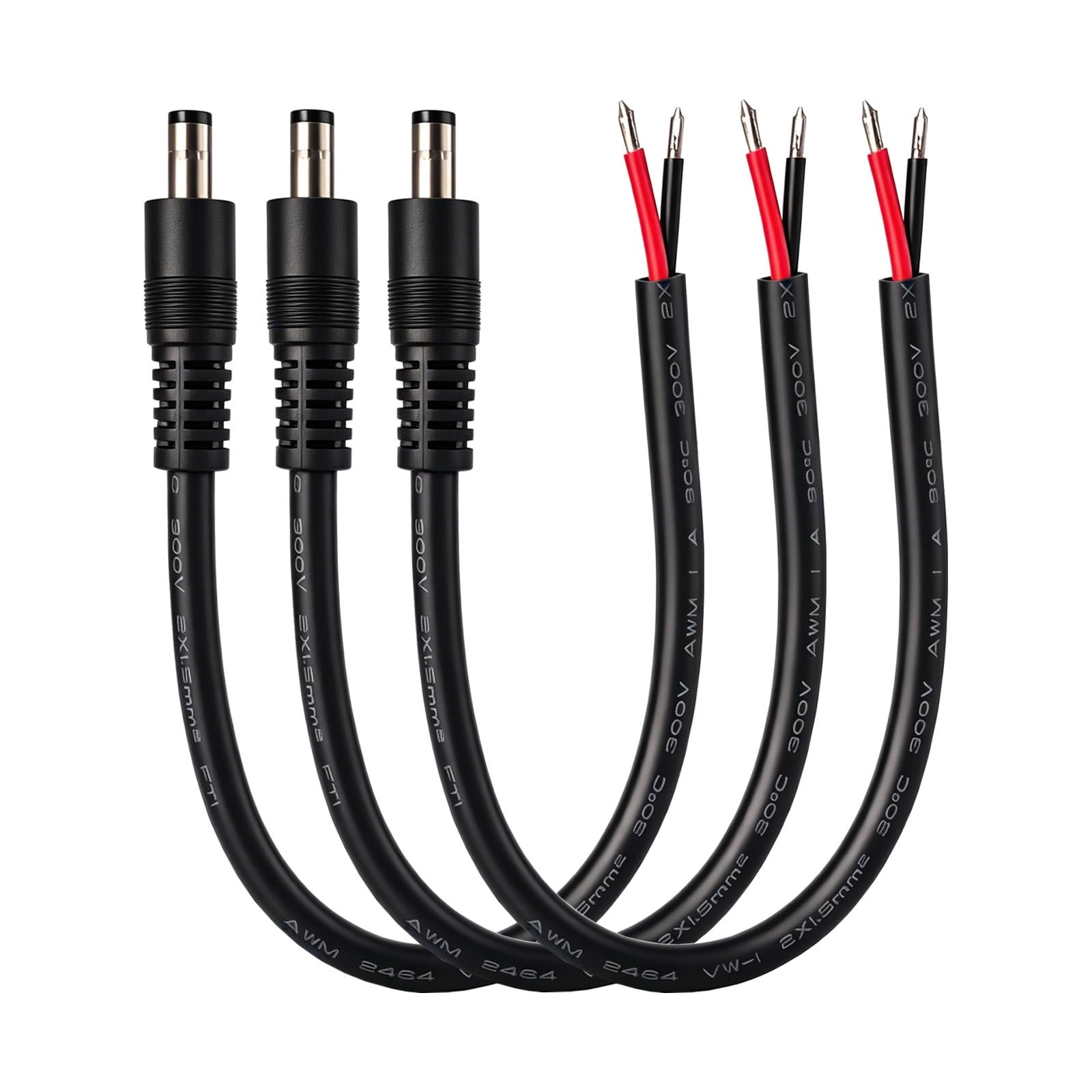 16AWG DC5521 Power Cable, 5.5mm x 2.1mm Male Barrel Plug Connector, 0.8ft DC …