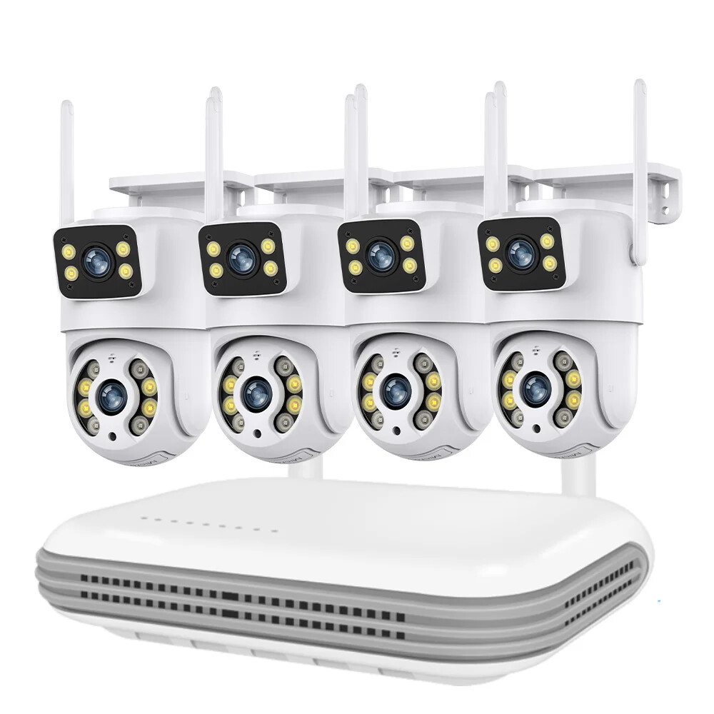 6MP CCTV System WiFi Camera NVR Kit Security Audio IP Cameras Dual Lens Wireless