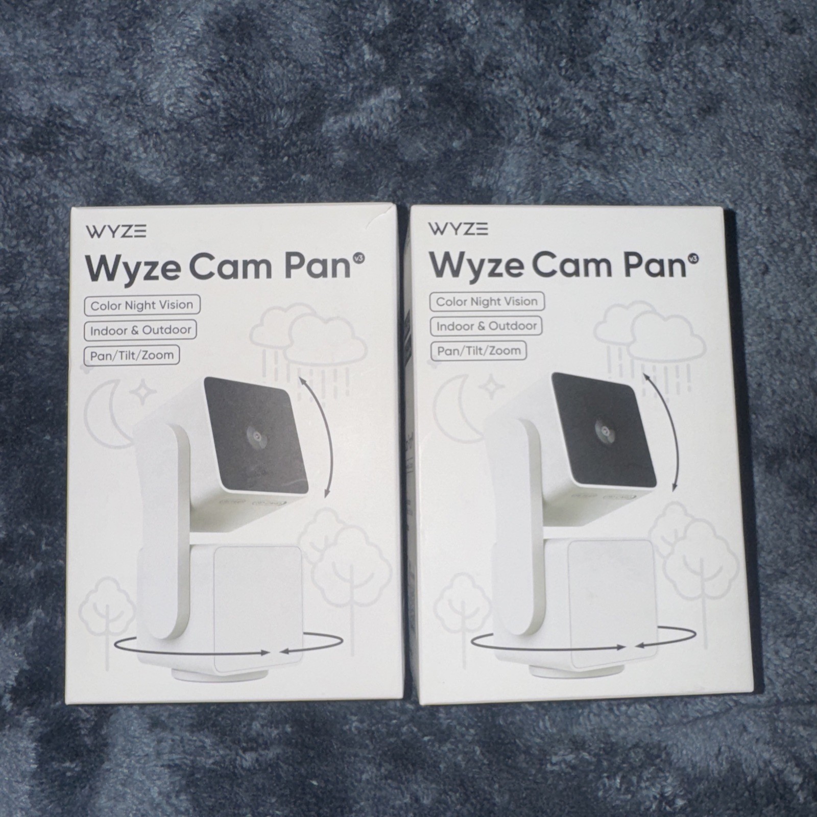 Lot Of Two Wyze Cam Pan v3 Indoor/Outdoor IP65 1080P 360° Pan/Tilt/Zoom Wi-Fi