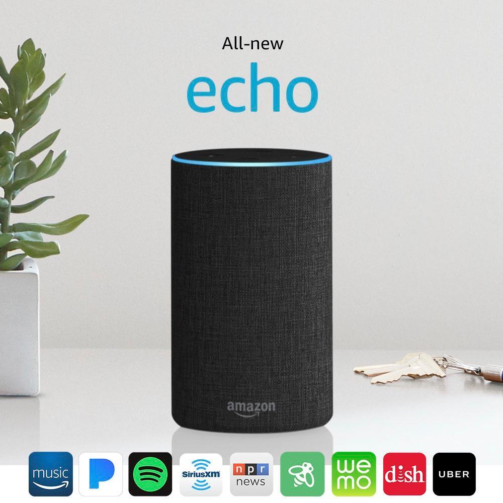 Amazon Echo 2nd Gen Smart Speaker Alexa and Dolby Processing Charcoal Fabric