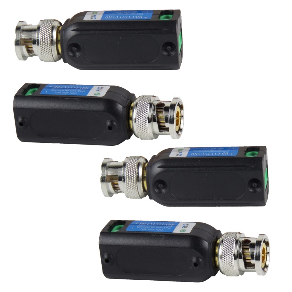 4 Pcs HD 1CH Passive Video Balun Compatible W/ All HD-CVI TVI AHD SCT-218B