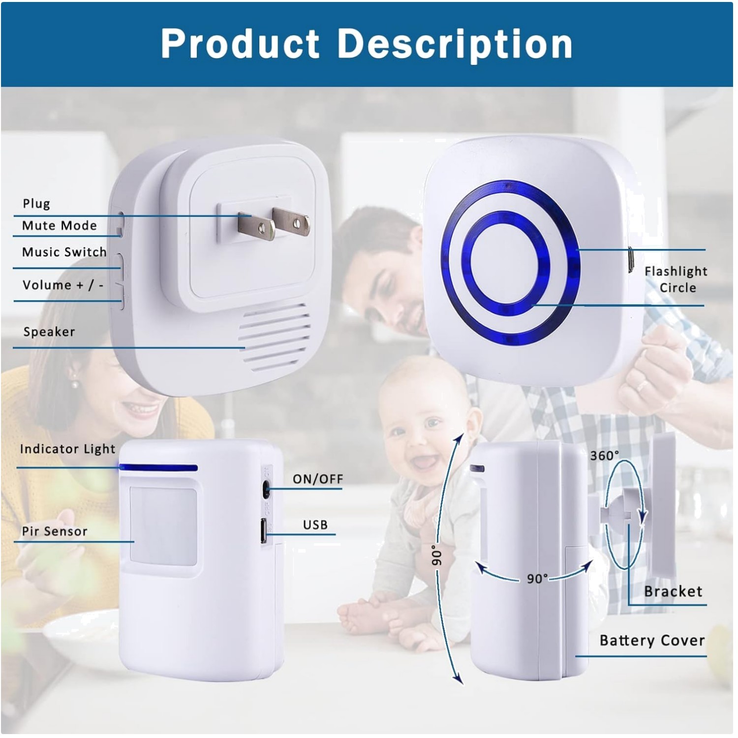 Wireless Driveway Alarm System – 4 Sensors, 1 Receiver